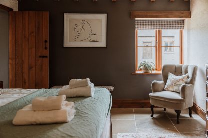A king-size bedroom at The Mill Courtyard, Herefordshire