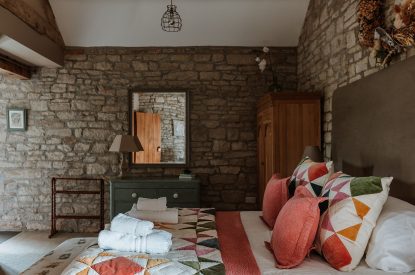 A super-king-size bedroom at The Mill Courtyard, Herefordshire