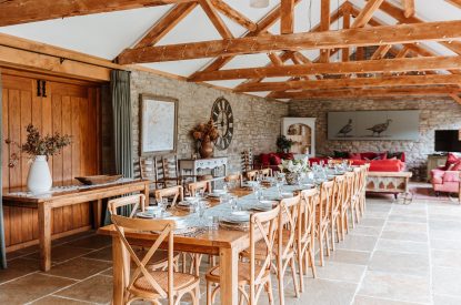 The dining table at The Mill Courtyard, Herefordshire