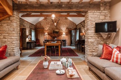 The open plan living space at The Wainhouse Courtyard, Herefordshire 