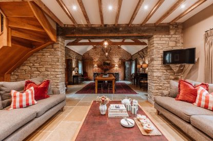 The open plan living space at The Wainhouse Courtyard, Herefordshire 