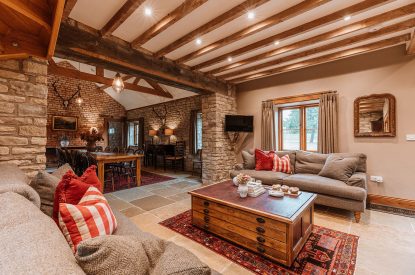 The open plan living space at The Wainhouse Courtyard, Herefordshire 