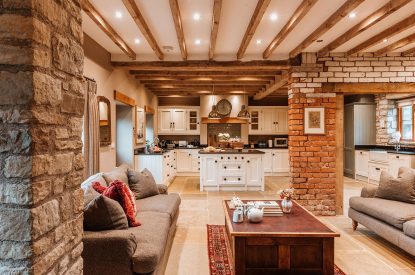 The open plan living space at The Wainhouse Courtyard, Herefordshire 