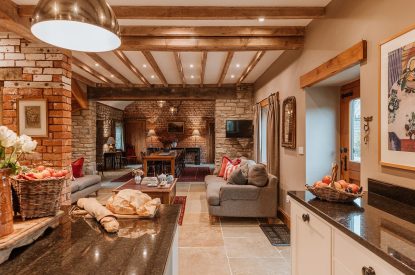 The open plan living space at The Wainhouse Courtyard, Herefordshire 