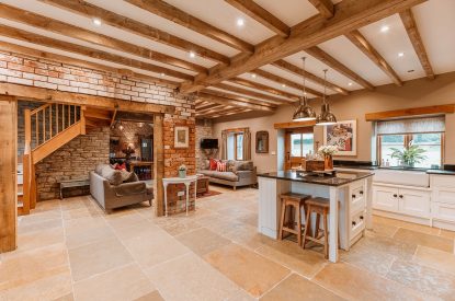 The open plan living space at The Wainhouse Courtyard, Herefordshire 