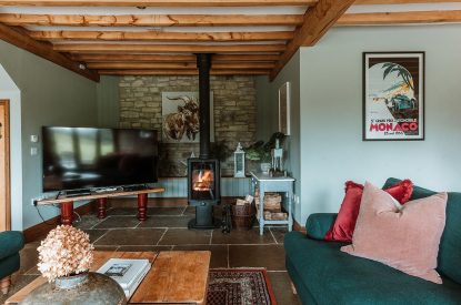 The log burner at The Wainhouse Courtyard, Herefordshire 