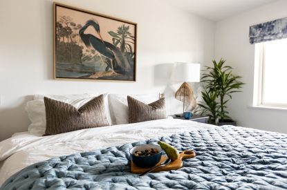 A king-size bedroom at Mount's Bay House, Cornwall