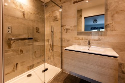 An en-suite shower room at Mount's Bay House, Cornwall