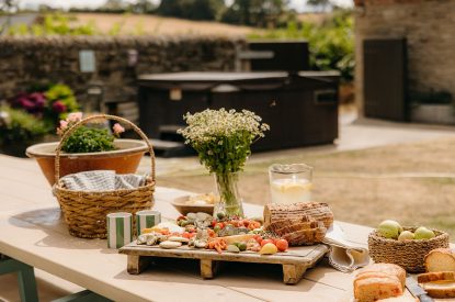 Outdoor dining at The Mill Courtyard, Herefordshire
