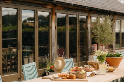 Outdoor dining at The Mill Courtyard, Herefordshire