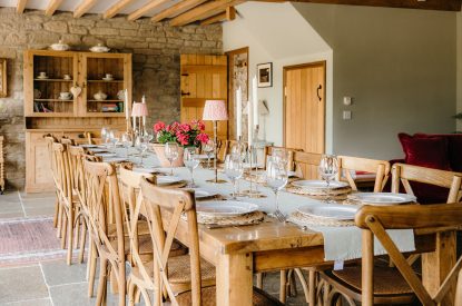 The dining table at The Wainhouse Courtyard, Herefordshire 